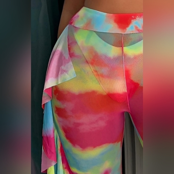 2/$50 3 Piece Colorful Swimsuit TieDye Halter Bikini Set Cover Up Pants(#1,507) - Picture 4 of 5